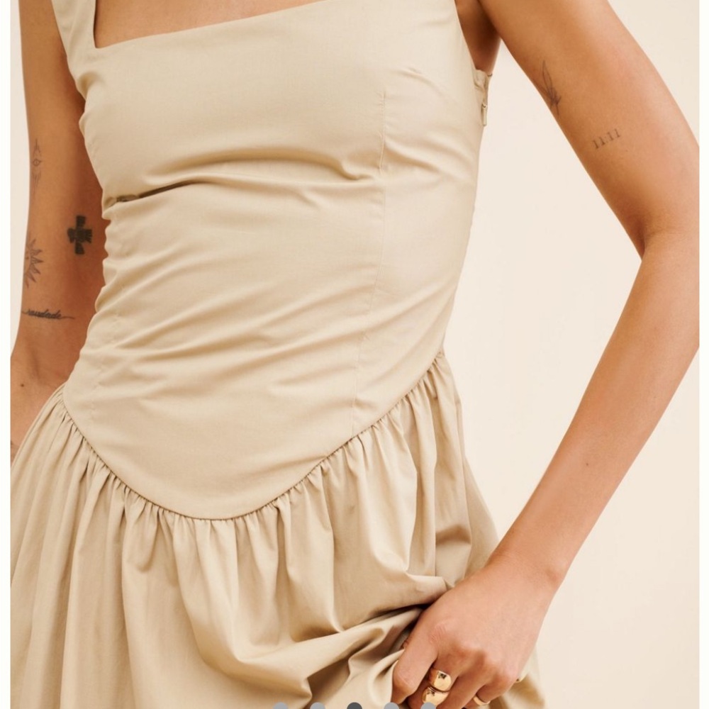 Anthropologie Cream Square-Neck Midi Dress - Picture 3 of 4